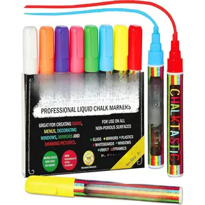 Chalkboard Markers Set of 8 Washable, Erasable Chalk Ink Dry Erase Pens for School, Chalkboard Menu Board & Glass  Window - Neon, Pastel, White Chalk Pens - Gifts for Artists