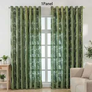 1panel Transparent Curtain with Top Ring Hooks, Ideal for Living Room, Bedroom, Bay Window, Floor-To-Ceiling Windows, Cozy Home Decor