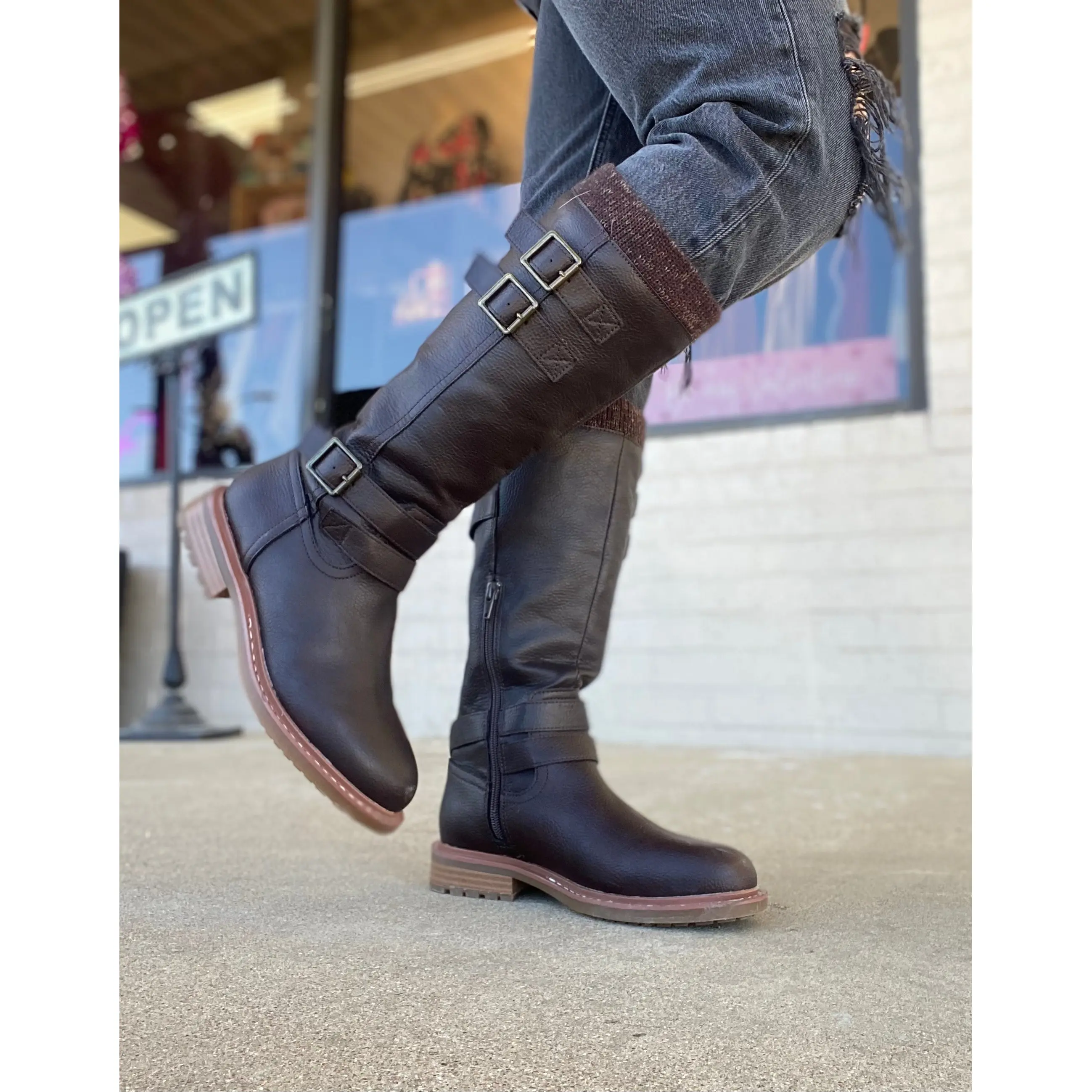 MIA Rexi Catswe Women's Elegant Casual Knee-High Boots - Genuine Chocolate Brown Real Leather, Sleek, Comfortable Everyday Wear Footwear, Chic, Genuine Leather