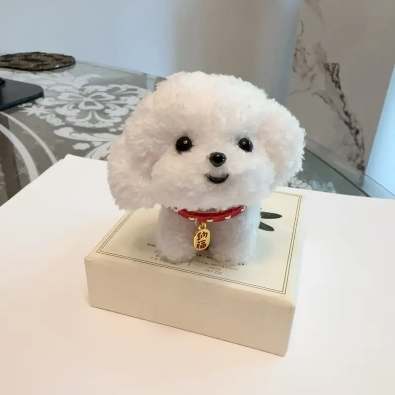 Handmade Chenille Wire Puppy Figurine | Cute Poodle & Bichon Dog Desk Car Decor Ornament | Unique Handcrafted Gift