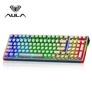 Aula F98 Wireless Gaming Keyboard, Cool RGB Lighting Effect, 99 Key Layout, Gasket Structure, Type-C Charging, Large Battery, Windows/MAC/iOS, Rechargeable Backlight Keyboard