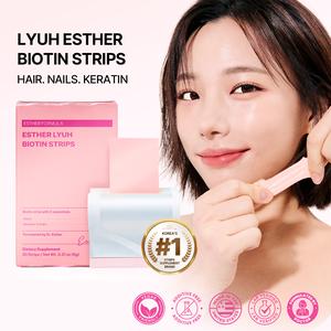 ESTHER FORMULA Biotin Strips (30 STRIPS) | Fast-Absorbing Oral Strips for Hair, Skin & Nails, Supports Fuller Hair, Stronger Nails & Healthy Hair Growth with Bamboo Extract – Sugar-Free Berry Flavor, beauty film