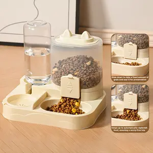 Hygienic Gravity Pet Feeding System with Dual Wet & Dry Dispenser, Spill Proof Design, Battery-Free Automatic Feeder for Dogs & Cats, Easy Clean Durable Pet Food Water Dispenser