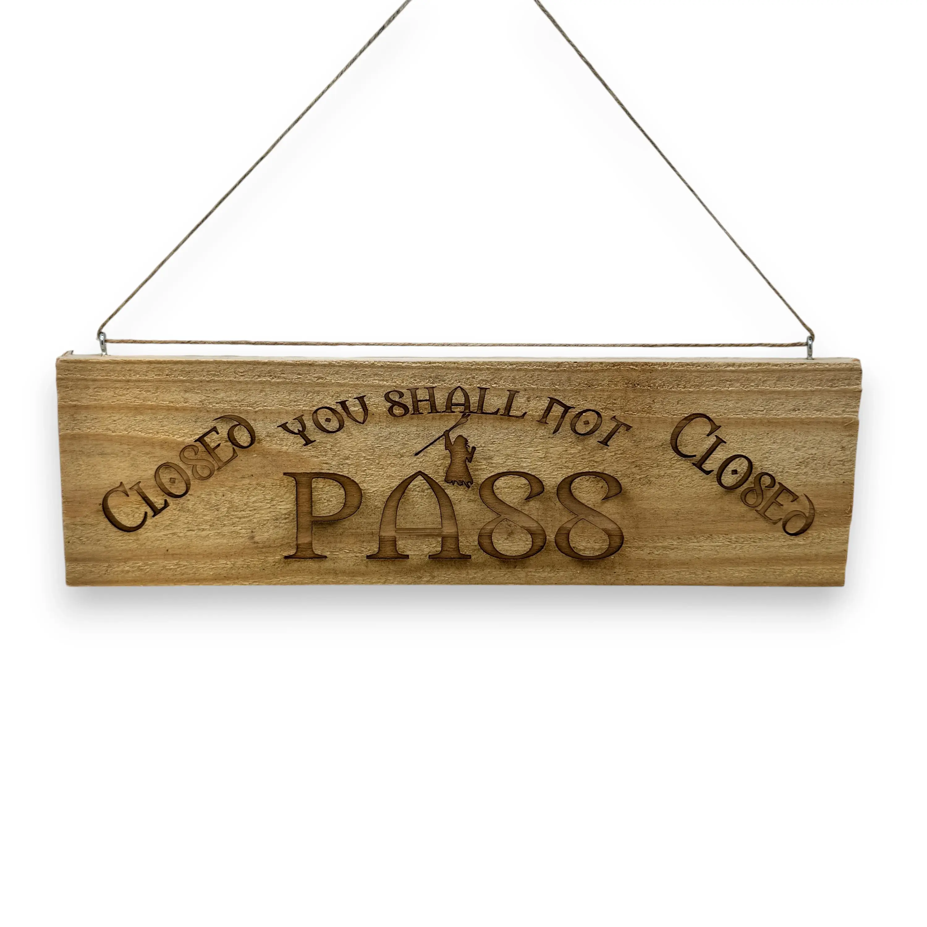 Sign - Double Sided - Cedar Picket - Speak friend and enter - You shall not pass - 12x4 Inches