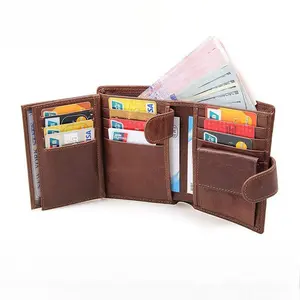Bulk Men's Vintage Short Trifold Wallet - RFID Blocking Genuine Leather | Multiple Card Slots Mini Coin Purse | Everyday Essential for Commute & Daily Use