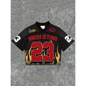 (Gold promotion)Noixe Flame Digital Print Hollow Short Sleeve Casual T-Shirt For Men, Summer