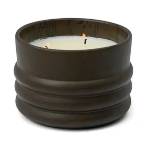 Grain 12 Oz Ceramic Wood Ceramic Candle - Tobacco And Patchouli