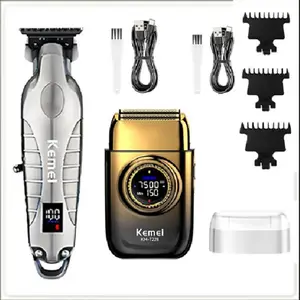 Kemei Rechargeable Cordless Shaver for Men, Face Care Trimmer, Hair Clipper Set Km-2293, Km-T228, Lithium-Ion Battery, New Condition