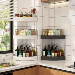 Kitchen Multi-Functional Corner Spice Rack, Countertop Triangle Spice Holder, Salt Condiment Container, Soy Sauce Stand