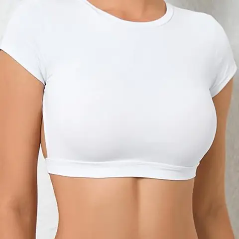 Women's sexy open-back high-elastic sports short-sleeved top, comfortable and fashionable fitness top, suitable for yoga and fitness exercises, Compression Sports Tee, Sports Tops