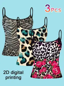 Women's Leopard Pattern Strapless Top Set, Slim Fit Casual Design, All-Season Wearable Layering Piece, Perfect for Daily