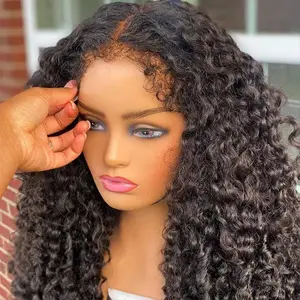 Kisslove Hair Kinky Curly 13x4 Lace Front Wig Human Hair 4C Kinky Edges Hairline Glueless Wear & Go Pre Plucked Pre Bleached Knots Wig