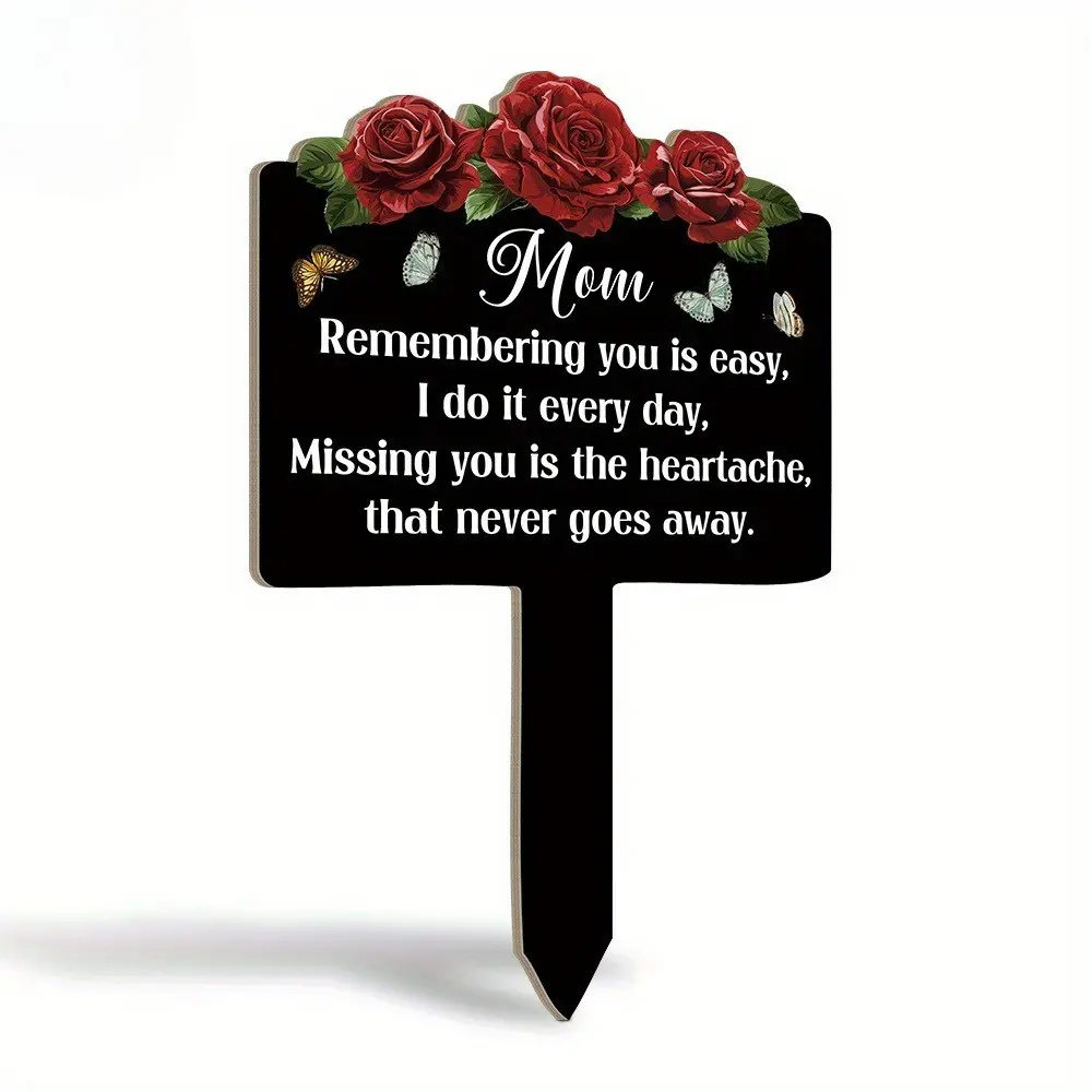 Custom Wooden Outdoor Garden Marker with Clip Attachment, Universal Holiday Memorial Plaque, Home Farmhouse Yard Lawn Memorial Sign