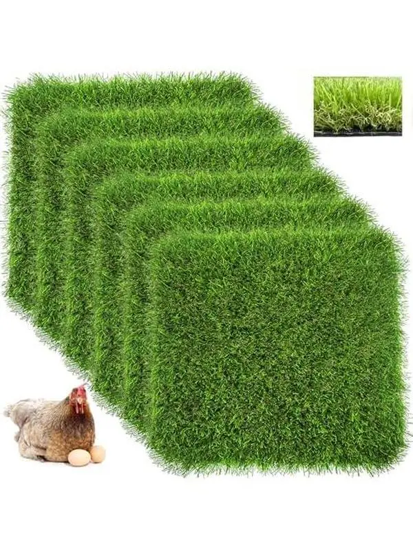 6pcs Washable Chicken Nesting Box Pads – 12x12 Artificial Grass Liners for Hens, Reusable Nesting Box Bedding for Coop, Indoor/Outdoor Use Laying Area Laying Area