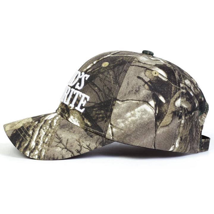 God's Favorite Camo Trucker Hat - Sun Protection, Adjustable Fit, Versatile for Outdoor Activities, Comfortable All-Day Wear