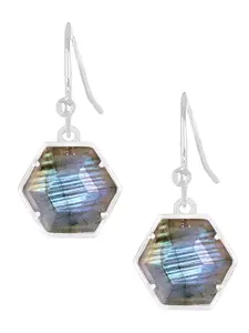Labradorite Hexagon Drop Earrings, Handmade Jewelry, Gift For Her, Handcrafted Elegance, Earrings Of The Day, Trendy Accessories