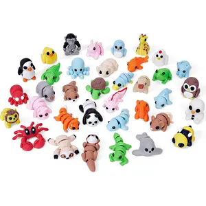 36PCS Mini 3D Printed Animal Figurines Set, Mini Animals Articulated Flexible Fidget Toys, Cute Desk Pets Decor for Party Favors, Classroom Rewards, Graduation Party Favors