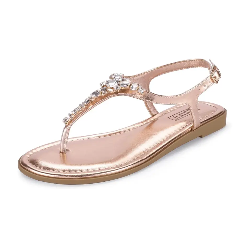 slim fit dress slacks Flat Gold Sandals - All Beachwear main image 0