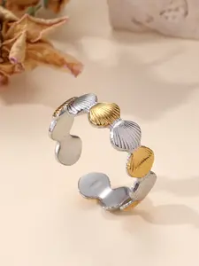Two Tone Shell Open Ring For Women Adjustable Stackable Beach Ocean Finger Ring Trendy Daily Jewelry Birthday Gift For Her