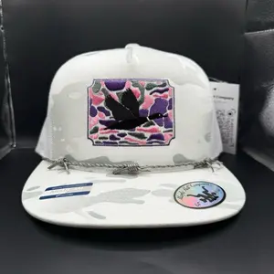 Camo Mallard Hat - Customizable Rope Options Multifunctional Accessory with Pink Silver Purple Accents for Unique Style