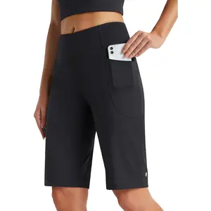 baleaf Women's 12" Bermuda Shorts Long Shorts Knee Length Running Walking Workout Athletic Stretch Pockets