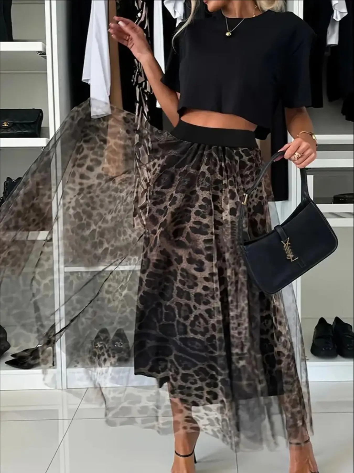 Women's Leopard Print Long Skirt, Elegant Casual Fitted A-Line Skirt for Daily Outdoor Wear, Ladies Bottoms for All Seasons, Casual Fashion Skirt, Leopard Printed Skirt