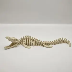 Realistic Mosasaurus Skeleton Replica Aquarium Decoration, Large Dinosaur Bone Model with Fins and Tail, Fish Tank Decor