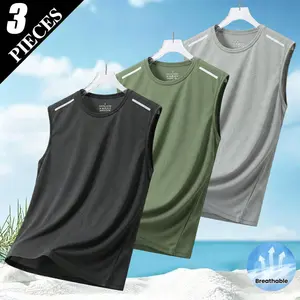 Men's Reflective Print Tank, 360° Reflective Piping on Armholes & Hem, Crewneck, Ultra-Fast Dry Fabric, Slim Athletic Fit, for Night Track, Beach Volleyball & Bootcamp – Bold & Cooling