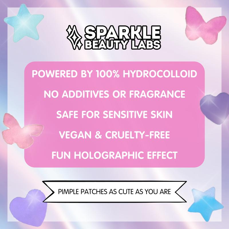 Heal & Conceal Pimple Patch - Cute Holographic Butterfly Shaped Acne Patches, Fun Hydrocolloid Zit Stickers for Face (Iridescent Pink Butterflies, 84 Count) by Sparkle Beauty Labs