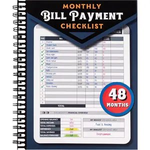 Monthly Bill Payment Checklist: Bill  Notebook With Spiral Binding 8"x10" The 4-Year Guide for Families &  Managers, 960 Billing Records Included (Blue)