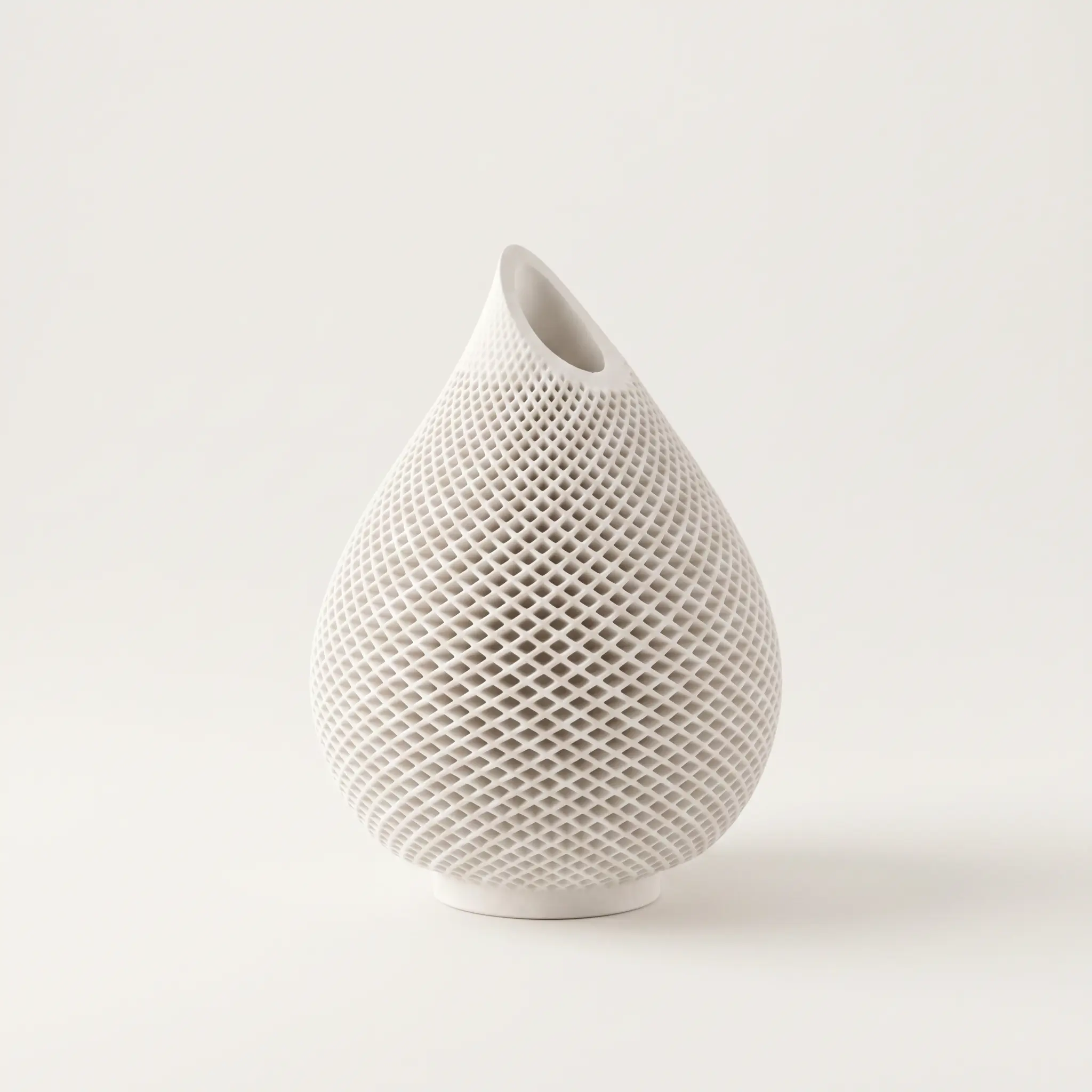 Teardrop Honeycomb Vase, Gypsum White 5"