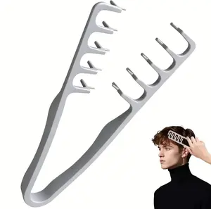 2PCS Texture Comb for Men’s Hair! Dual-Sided Wide & Fine Teeth for Volume, Fluffy Styles & Root Lift. Non-Slip Travel Comb for Guys Used In Combination With The Shaping Spray (Black + Gray)