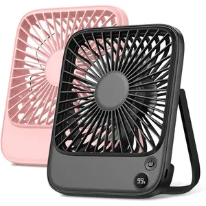 2 Pack 5000mAh Portable Desk Fan, Ultra-Thin Rechargeable Battery Operated Fan with Digital Display, Quiet 4-Speed Small Personal Travel Fans for Office, Bedroom, Cruise, OutdoorGift