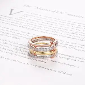 Stackable Rings Set for Women 18k Gold Plated, 4 Rings Set with CZ Cubic Zirconia Band, Silver Gold and Rose Gold Dainty Bands Non Tarnish Women Rings Set