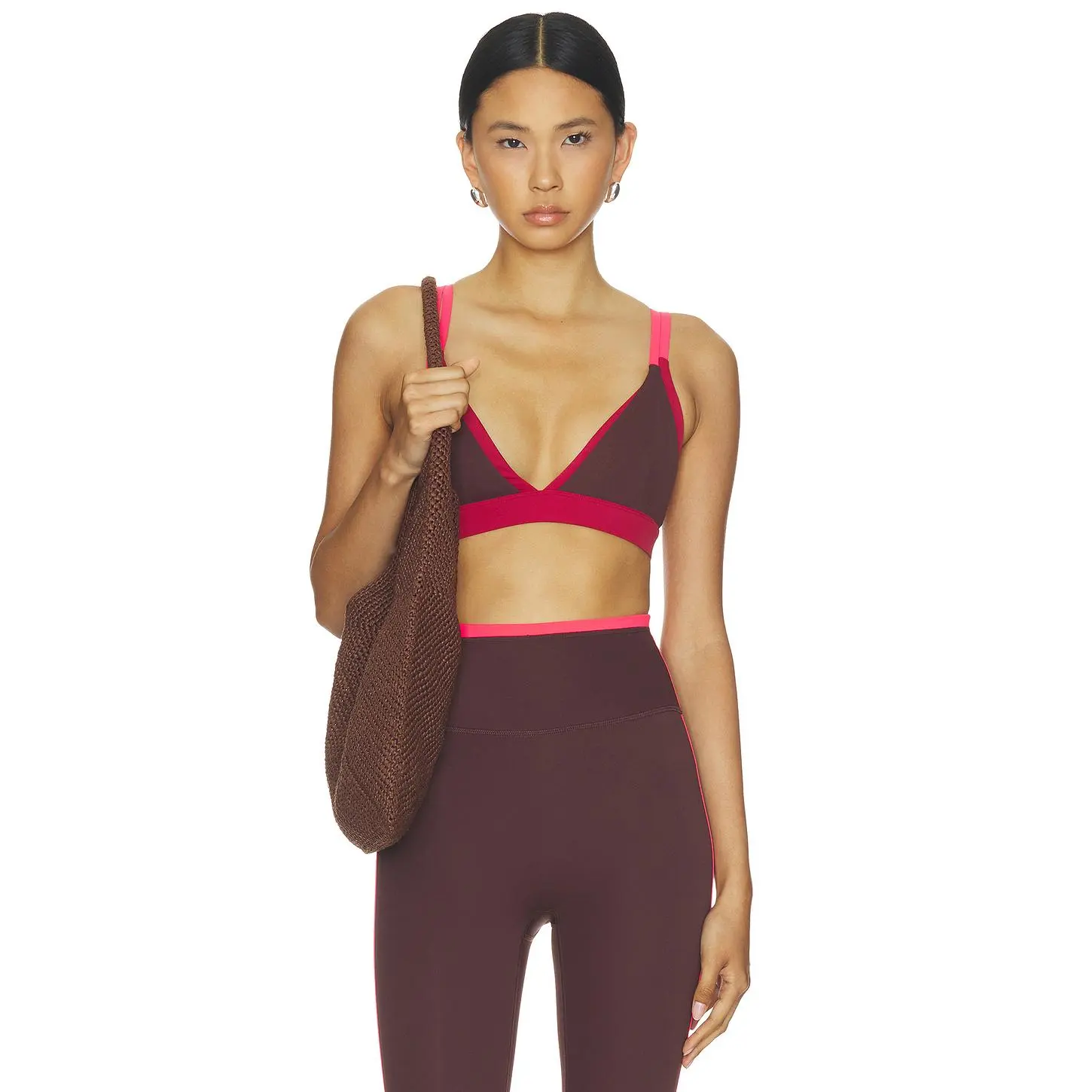 P.E Nation Activate Sports Bra in Mahogany & Diva Pink