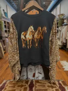 Horse Trio Vintage – Black Western Tee