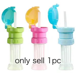 Twist-On Bottle Cap with Straw, Spill-Resistant Reusable Drink Lid for Water, Juice and Soda Bottles