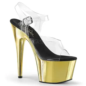 7 Inch Heel ADORE-708 Clear Gold Chrome