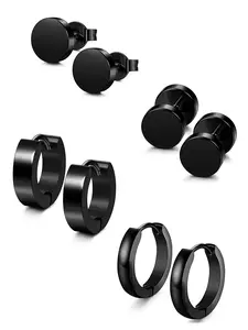 4 Pairs Hypoallergenic Stainless Steel Earrings Set, Hypoallergenic Post Earrings, Simple Huggie Studs for Sensitive Ears, Sporty Style, All Seasons Wear