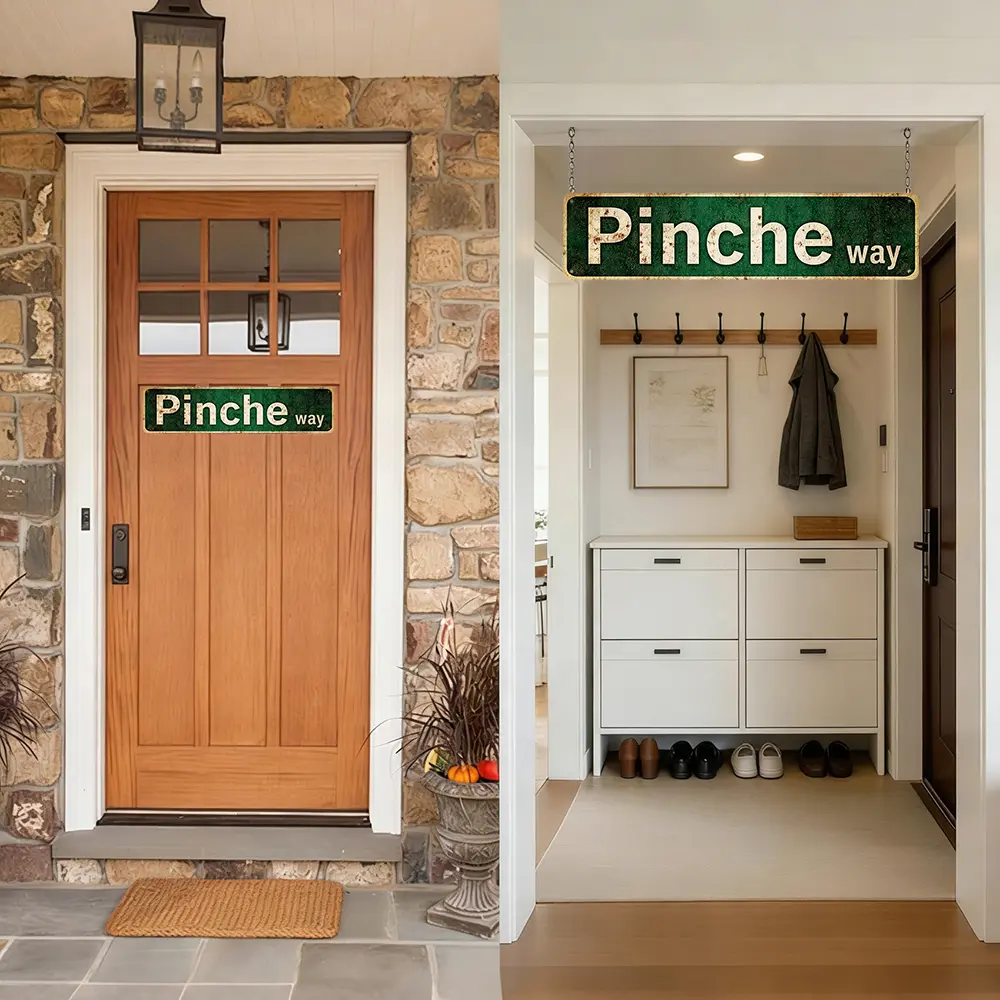 "Pinche Way" Retro Street Sign Comedy Aluminium Plaque - 4×16 in Casual Outdoor Adult Wall Decor, Distressed Vintage Style, Waterproof, Rust-Free Gag Gift for Spanish Humor Enthusiasts,metal