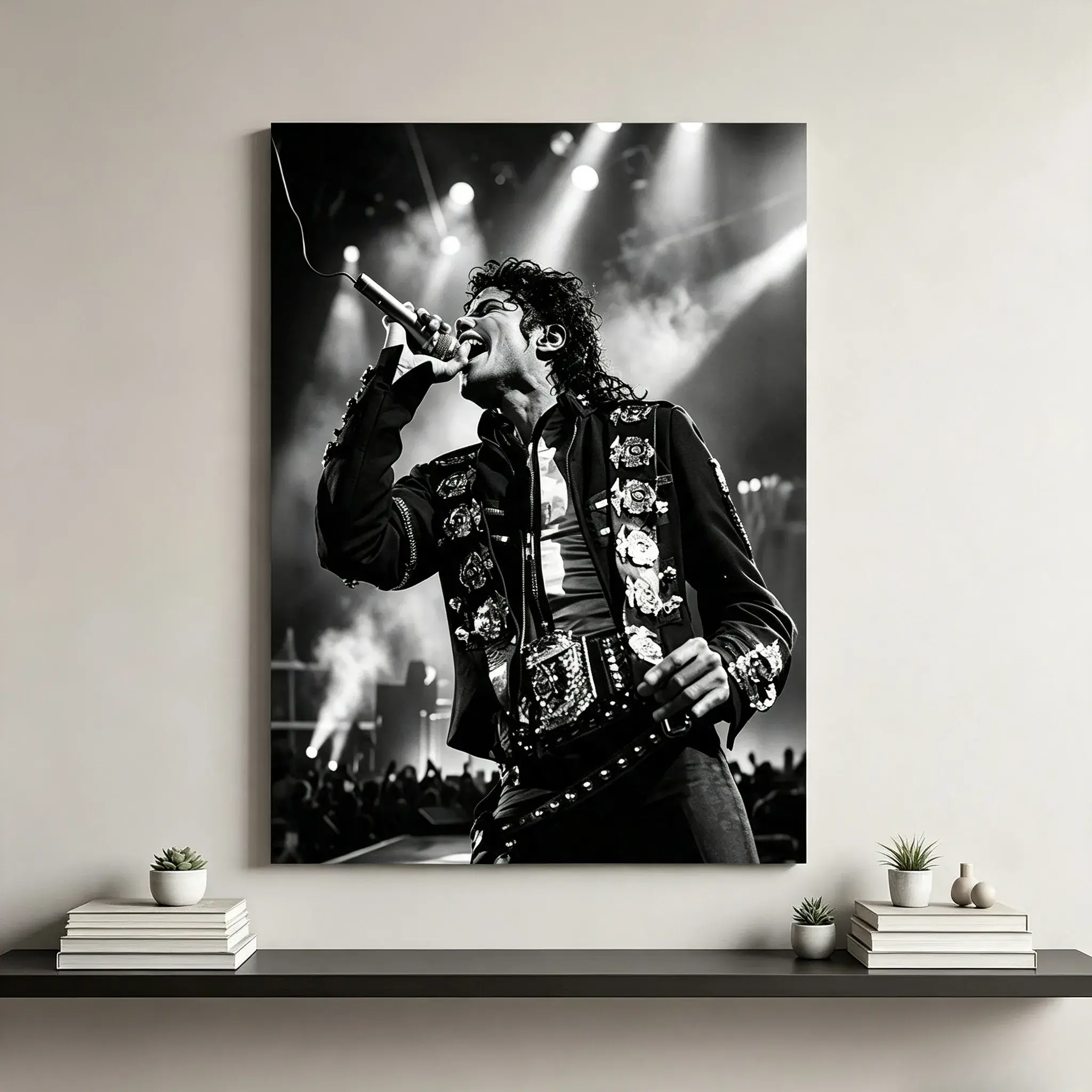 Michael Jackson Black & White Concert Poster, Music Legend Unframed Canvas Print, Vintage Pop Singer Wall Art, Decor For Man Cave Bedroom