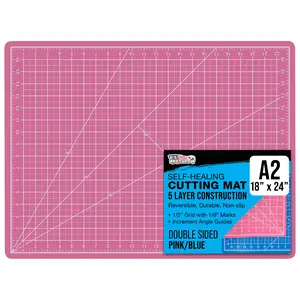 18" x 24" Self-Healing Cutting Mat 5-Ply - Double-Sided Pink/Blue Craft Mat, Non-Slip Cutting Mats for Crafts, Sewing, Quilting, Scrapbooking