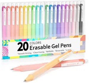 Shuttle Art Erasable Gel Pens, 20 Colors Retractable Fine Point Erasable Pens Clicker, Fine Point(0.7mm), Assorted Color Inks, Make Mistakes Disappear for Drawing Writing Planner and Crossword Puzzles