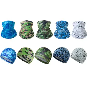 5PCS Camo Neck Gaiter Scarf Skull Cap, Ice Silk Cooling Sun UV Protection Balaclava Face Mask for Outdoor Activities
