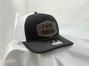 F Canada -- Leather Patch Trucker Hat -- Comfortable Fit, OSFM