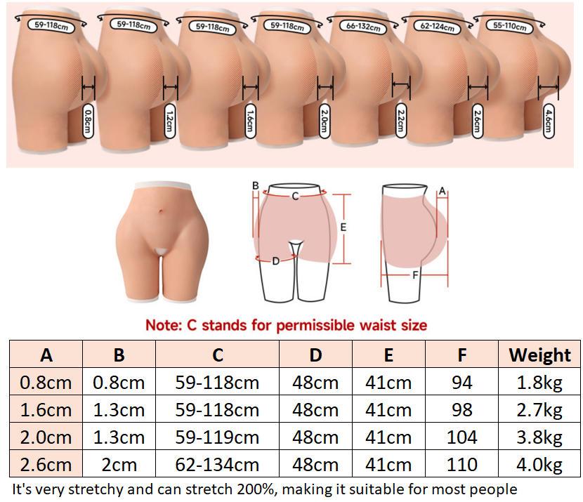 Women Silicone Booty Lifter Padded Underwear Invisible Butt Lifting Shapewear from 0.8cm to 2.6cm