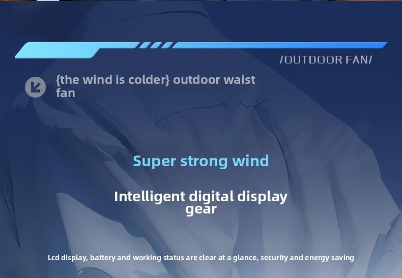 HOOYS Personal Waist Portable Rechargeable Fan, 6000mAh Battery Power bank, 5 Speeds 5300RPM Airflow, LED Light, Wearable Belt Fan for Outdoor, Jobsite, Farms, Traveling, Fishing