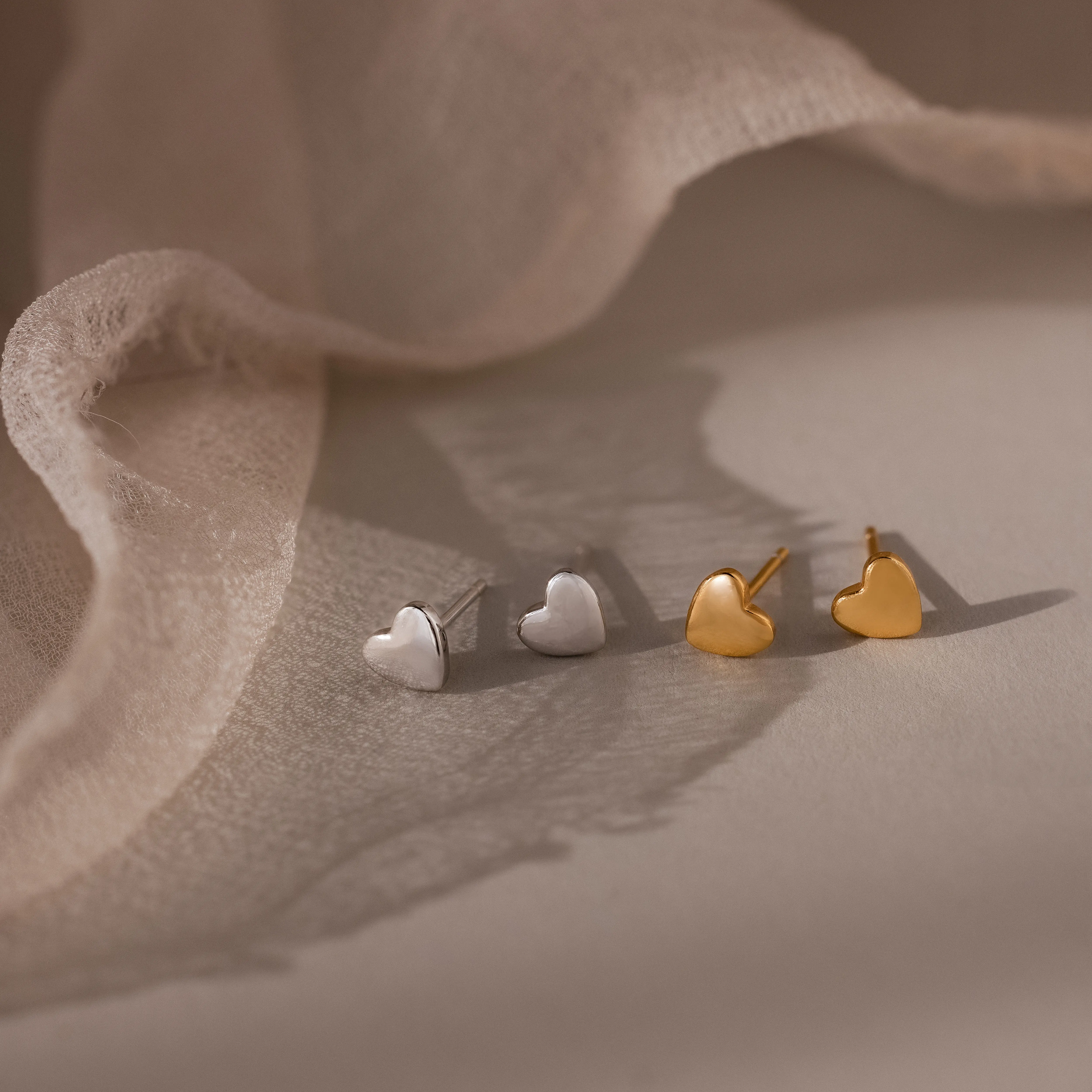 Classic Heart Studs by Caitlyn Minimalist - Dainty Heart Charm Stud Earrings - Cute Jewelry - Anniversary Gift for Her