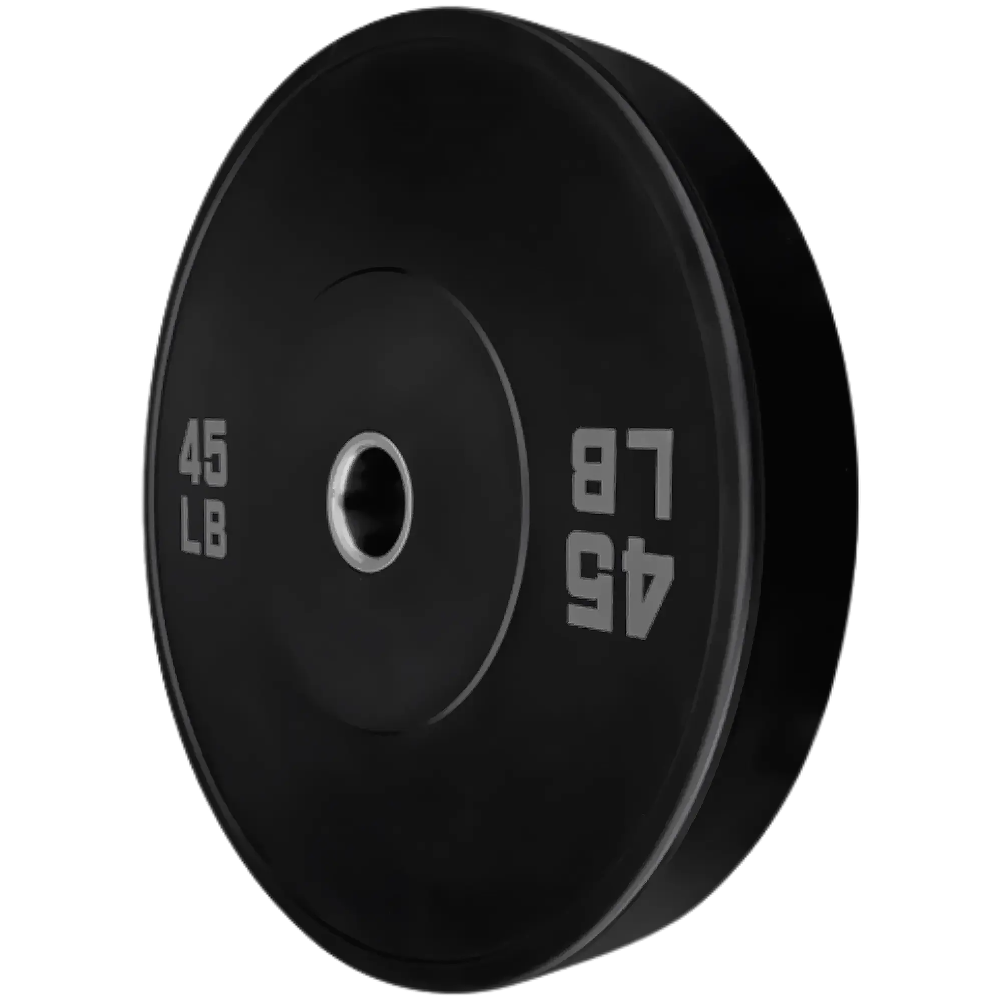French Fitness Olympic Black Bumper Weight Plate - 45 lbs, Blank Surface, Virgin Rubber, Upturned Ring, for Olympic Lifts (New), Weights Plates, Standard Size, ±2% Accuracy