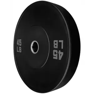 French Fitness Olympic Black Bumper Plate 45 lbs - Blank (New)